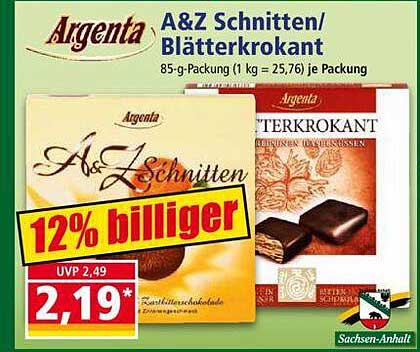 Argenta A&Z Schnitten/Blätterkrokant