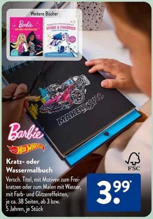 Barbie Kratz- oder Wassermalbuch