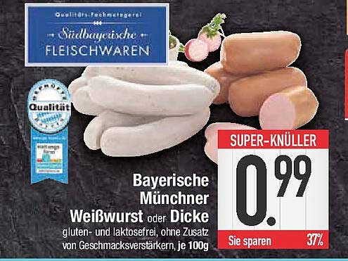 Bayerische Münchner Weißwurst oder Dicke