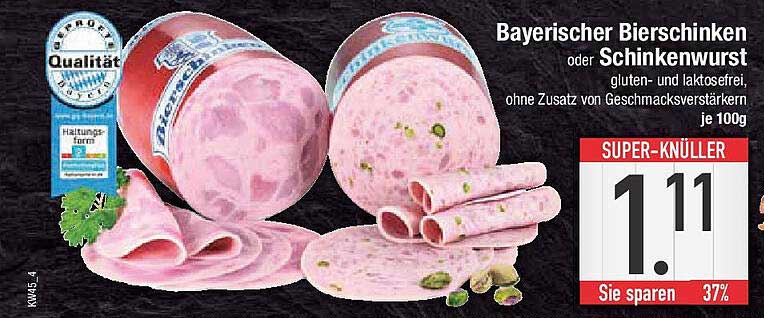 Bayerischer Bierschinken oder Schinkenwurst