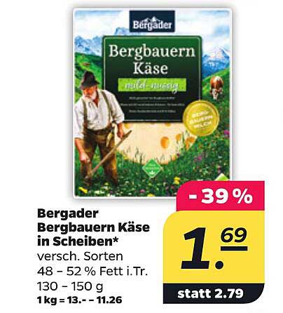 Bergadler Bergbauern Käse in Scheiben