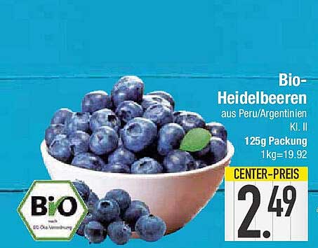 Bio- Heidelbeeren aus Peru/Argentinien Kl. II