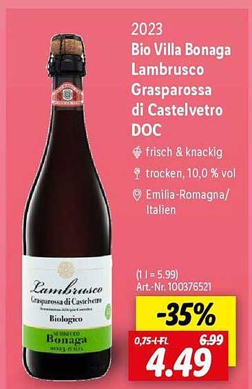 Bio Villa Bonaga Lambrusco Grasparossa di Castelvetro DOC