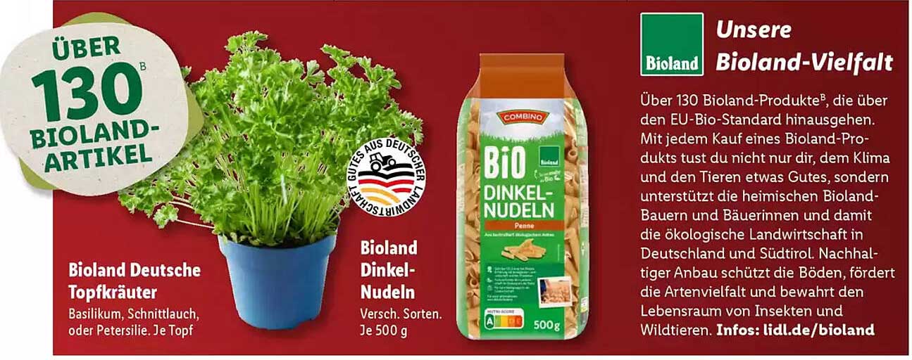 Bioland Deutsche Topfkräuter  
Bioland Dinkel-Nudeln