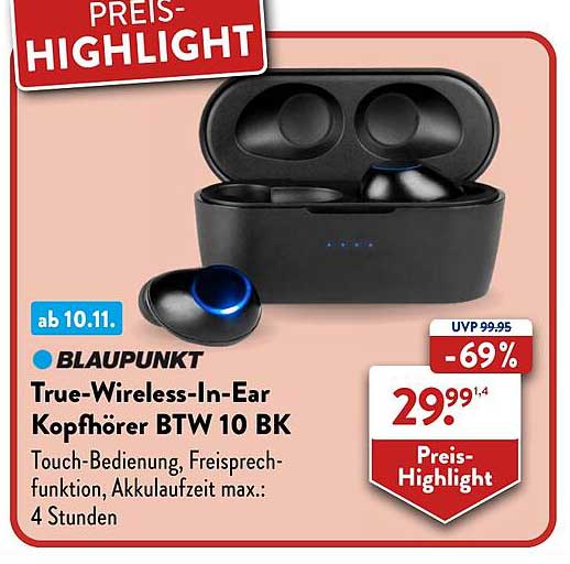 BLAUPUNKT True-Wireless-In-Ear Kopfhörer BTW 10 BK