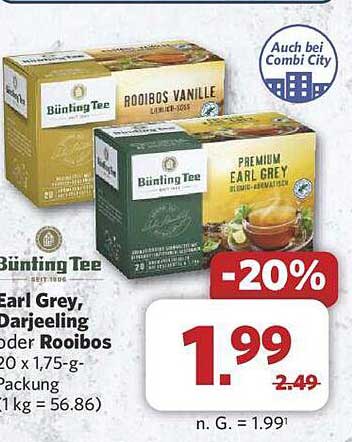 Bünting Tee Earl Grey, Darjeeling oder Rooibos