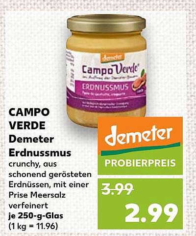 CAMPO VERDE Demeter Erdnussmus