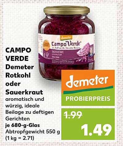 CAMPO VERDE Demeter Rotkohl oder Sauerkraut