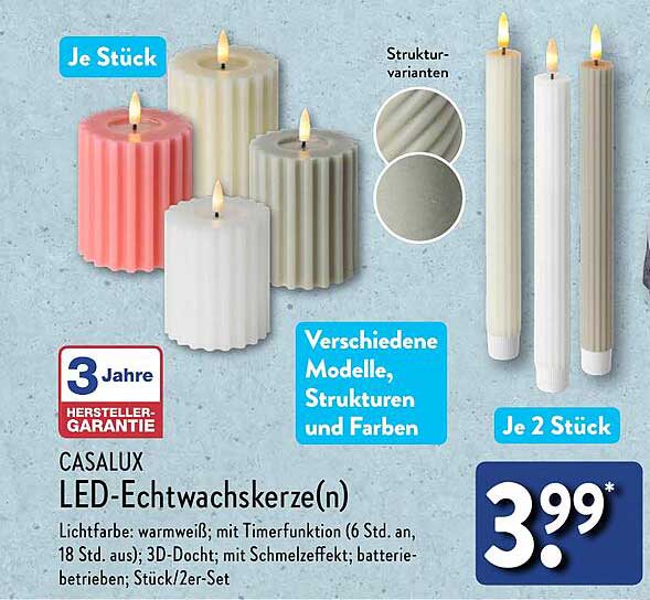 CASALUX LED-Echtwachskerze(n)