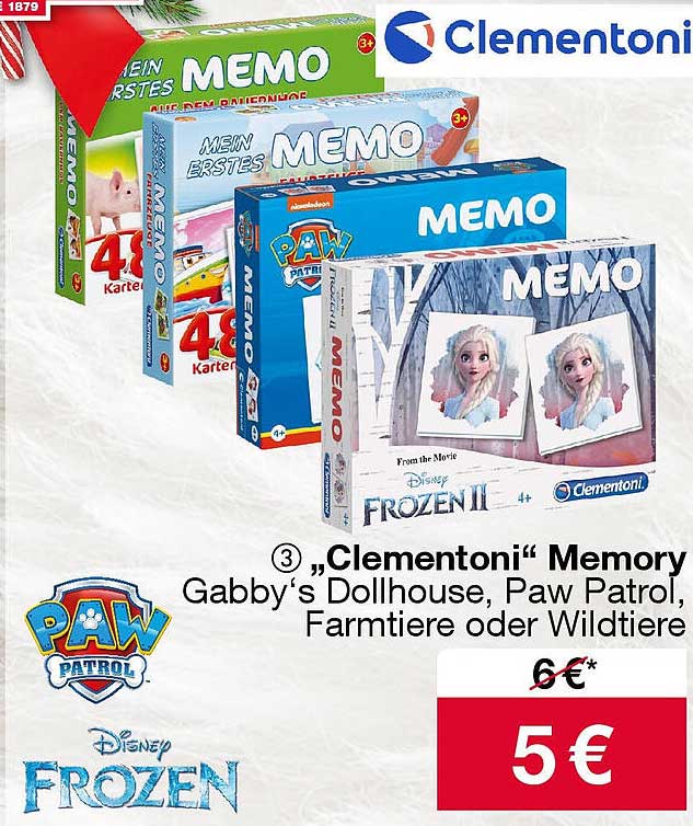 „Clementoni“ Memory Gabby´s Dollhouse, Paw Patrol, Farmtiere oder Wildtiere