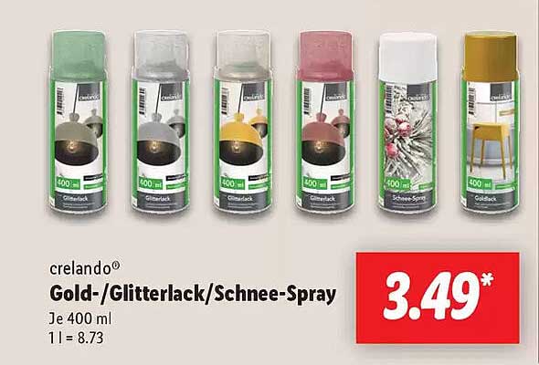 crelando® Gold-/Glitterlack/Schnee-Spray