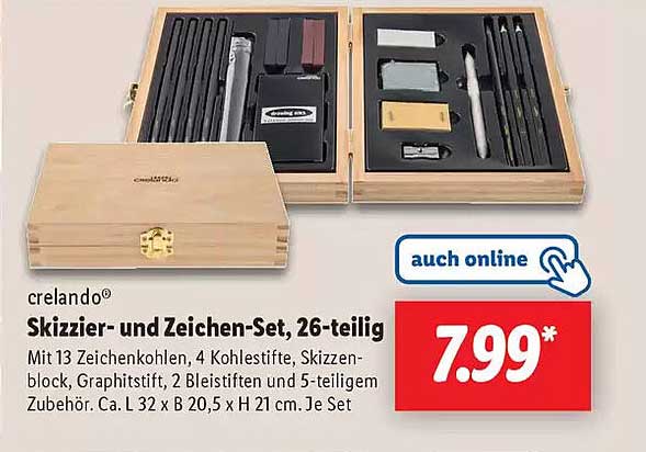 crelando® Skizzier- und Zeichen-Set, 26-teilig