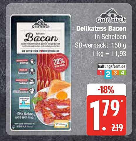 Delikatess Bacon in Scheiben