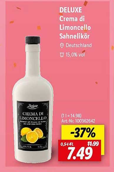 DELUXE Crema di Limoncello Sahnelikör