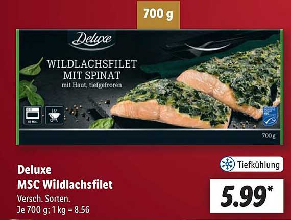 Deluxe MSC Wildlachsfilet mit Spinat