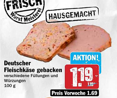 Deutscher Fleischkäse gebacken