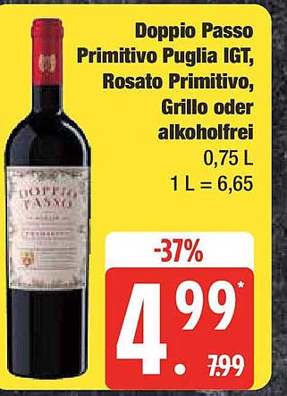 Doppio Passo Primitivo Puglia IGT, Rosato Primitivo, Grillo oder alkoholfrei