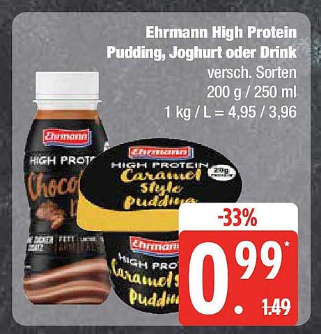 Ehrmann High Protein Pudding, Joghurt oder Drink