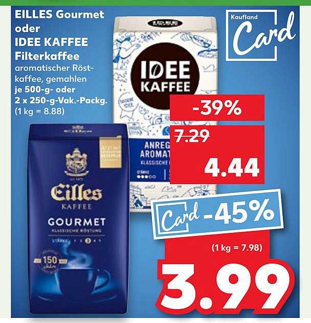 EILLES Gourmet oder IDEE KAFFEE Filternkaffee