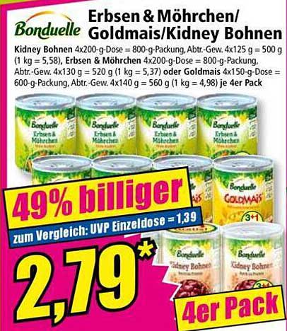 Erbsen & Möhren/ Goldmaiss/ Kidney Bohnen