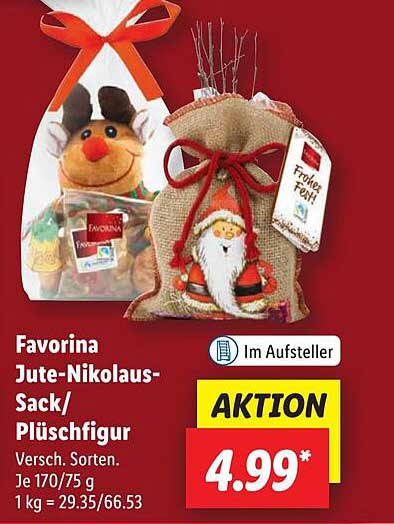 Favorina Jute-Nikolaus-Sack/Plüschfigur