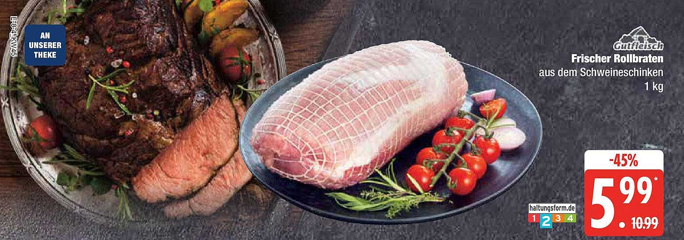 Frischer Rollbraten aus dem Schweineschinken