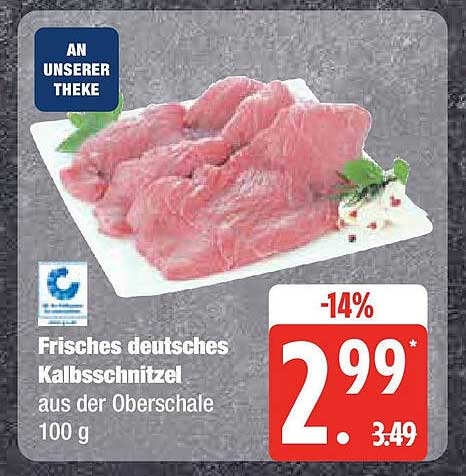 Frisches deutsches Kalbsschnitzel aus der Oberschale