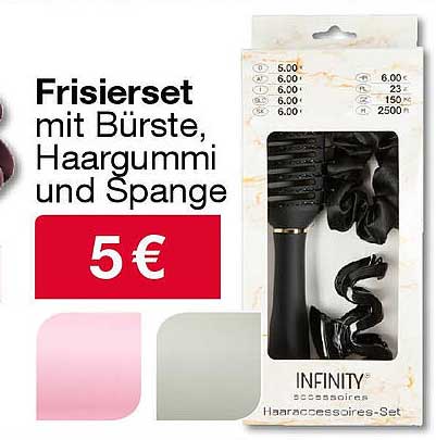 Frisierset mit Bürste, Haargummi und Spange