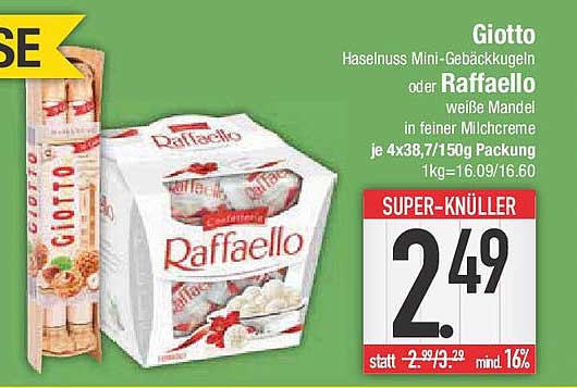 Giotto Haselnuss Mini-Gebäckkugeln oder Raffaello