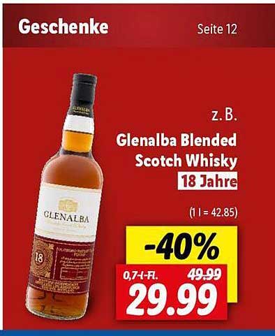 Glenalba Blended Scotch Whisky 18 Jahre