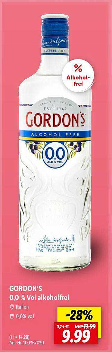 GORDON'S 0,0 % Vol alkoholfrei