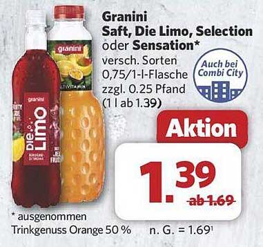 Granini Saft, Die Limo, Selection oder Sensation*