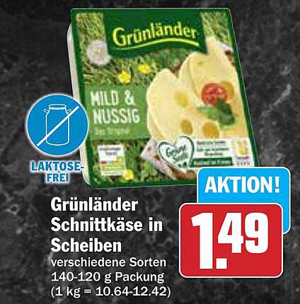 Grünländer Schnittkäse in Scheiben