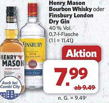 Henry Mason Bourbon Whisky oder Finsbury London Dry Gin