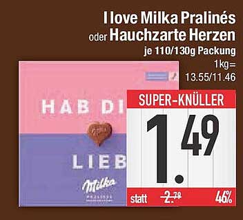 I love Milka Pralinés oder Hauchzarte Herzen