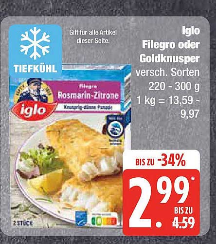 Iglo Filegro oder Goldknusper