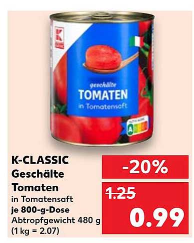 K-CLASSIC Geschälte Tomaten in Tomatensaft