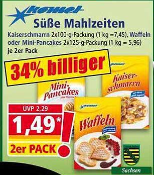 Kaiserschmarrn 2x100-g-Packung, Waffeln oder Mini-Pancakes 2x125-g-Packung