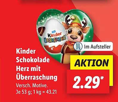 Kinder Schokolade Herz mit Überraschung