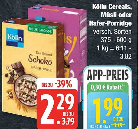 Kölln Cereals, Müsli oder Hafer-Porridge