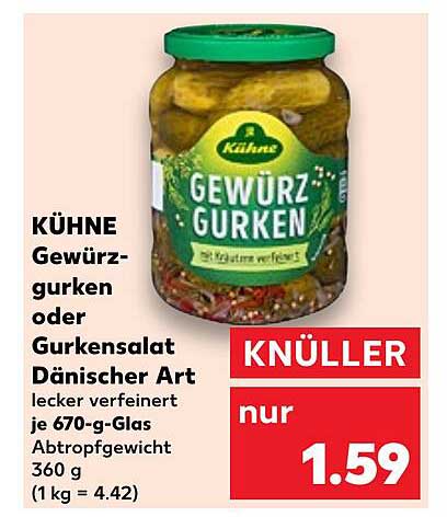 KÜHNE Gewürzgurken oder Gurkensalat Dänischer Art