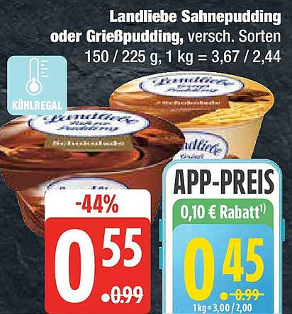 Landliebe Sahnepudding oder Grießpudding, verschied. Sorten