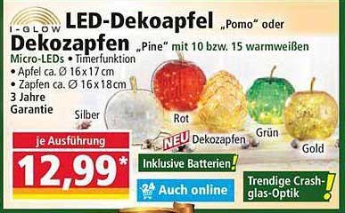 LED-Dekoapfel „Pomo“ oder Dekozapfen „Pine“