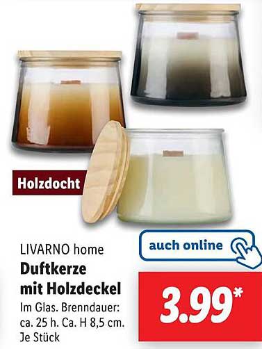 LIVARNO home Duftkerze mit Holzdeckel