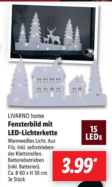 LIVARNO home Fensterbild mit LED-Lichterkette