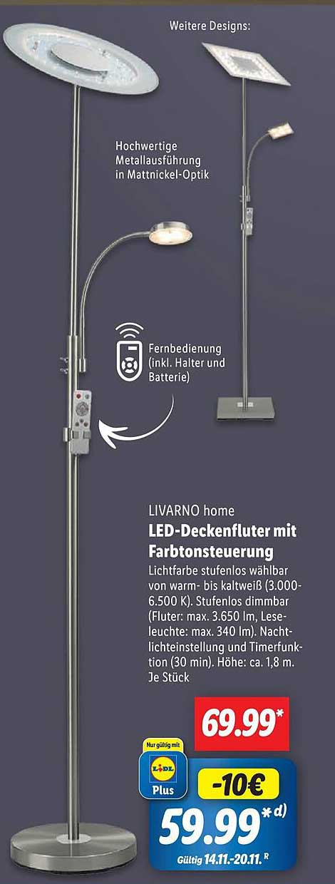 LIVARNO home LED-Deckenfluter mit Farbtonsteuerung