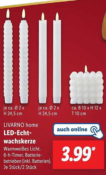 LIVARNO home LED-Echtwachskerze