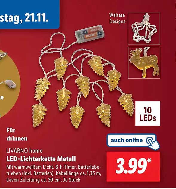 LIVARNO home LED-Lichterkette Metall