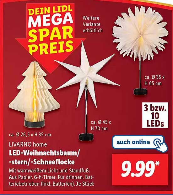 LIVARNO home LED-Weihnachtsbaum/-stern-Schneeflocke