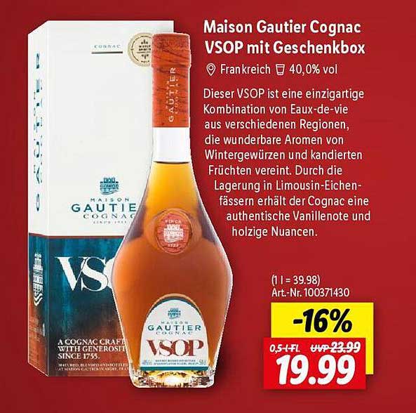 Maison Gautier Cognac VSOP mit Geschenkbox